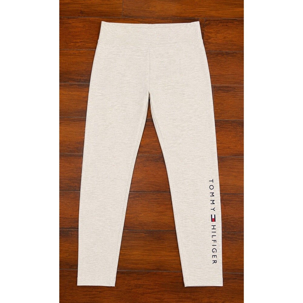 Tommy Hilfiger Women’s Beige  Heather Logo Leggings Size Small Stretch, Cotton B